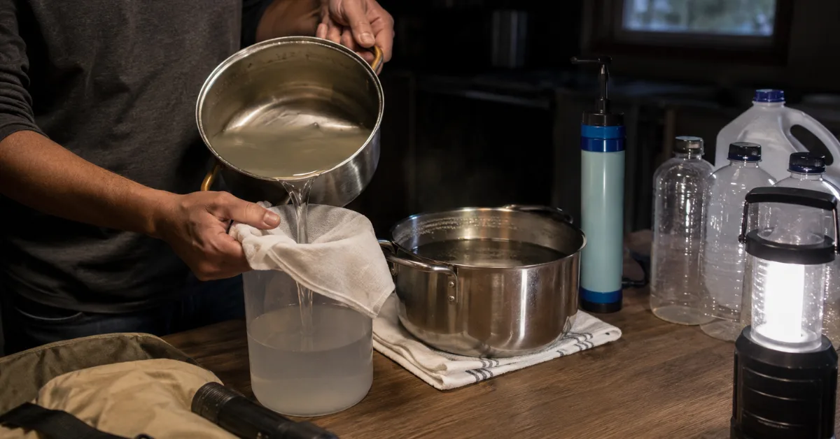 Trinkwasser im Blackout sicher aufbereiten: Filtern, abkochen und sauber lagern