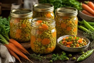Erbsen und Karotten einkochen