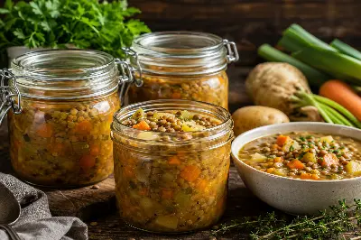 Linsensuppe mit Gemüse zum Einkochen