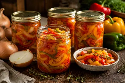 Paprika-Zwiebel-Gemüse einkochen