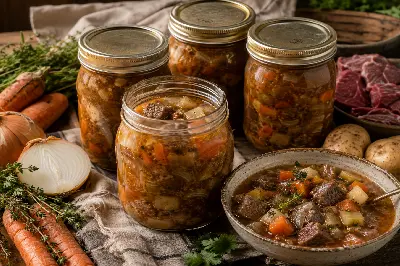 Rindfleisch-Gemüse-Topf im Glas