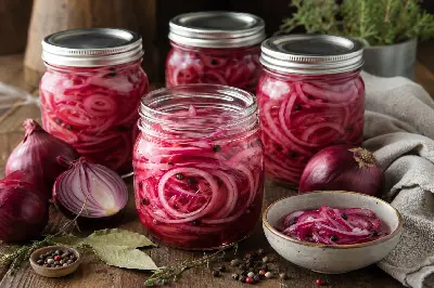 Schnell eingelegte rote Zwiebeln